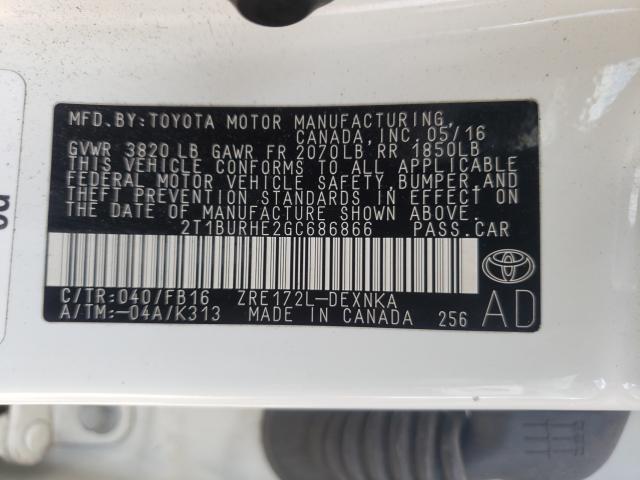2016 TOYOTA COROLLA L 2T1BURHE2GC686866