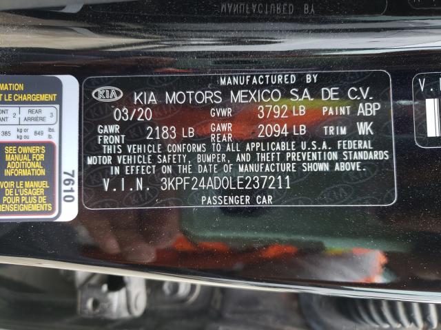 2020 KIA FORTE FE 3KPF24AD0LE237211