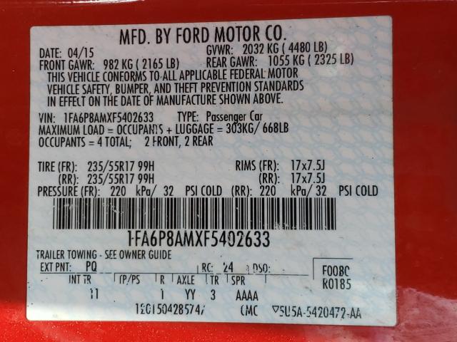 2015 FORD MUSTANG 1FA6P8AMXF5402633