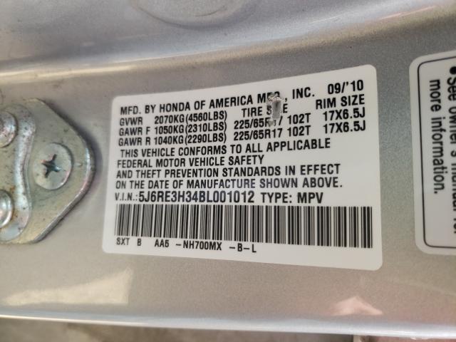2011 HONDA CR-V LX 5J6RE3H34BL001012