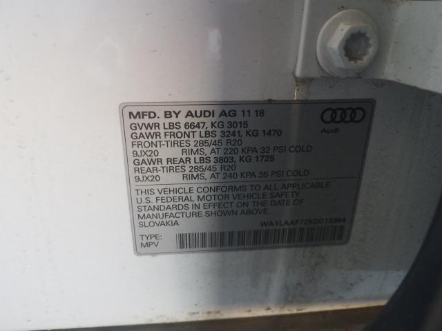 VIN WA1LAAF72KD018364 2019 Audi Q7, Premium Plus no.10