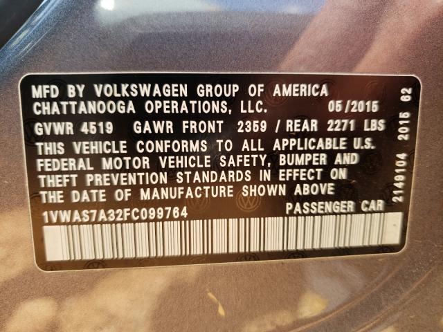 2015 VOLKSWAGEN PASSAT S 1VWAS7A32FC099764