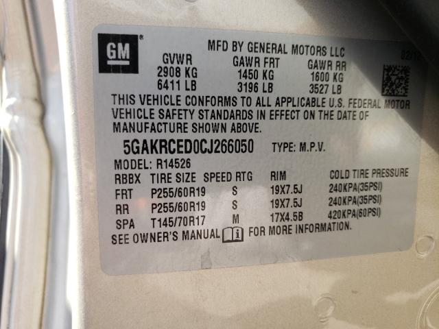 2012 BUICK ENCLAVE 5GAKRCED0CJ266050