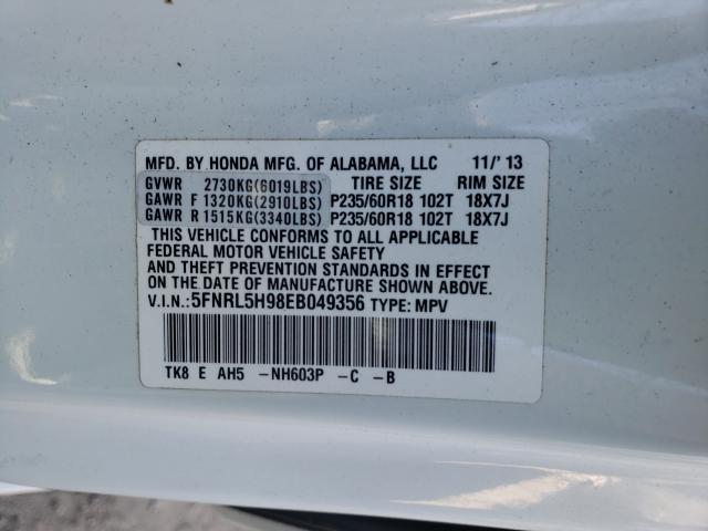 2014 HONDA ODYSSEY TO 5FNRL5H98EB049356