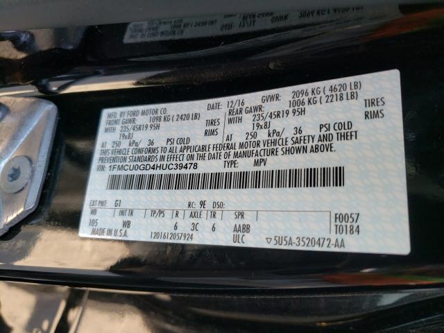 2017 FORD ESCAPE SE 1FMCU0GD4HUC39478