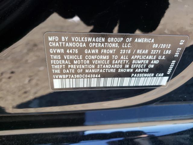 2013 VOLKSWAGEN PASSAT SE 1VWBP7A36DC043944