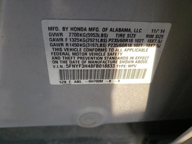 2015 HONDA PILOT EX 5FNYF3H48FB018833