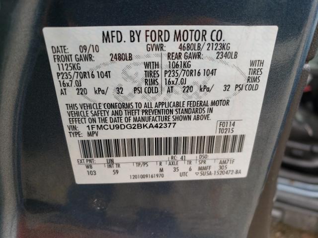 2011 FORD ESCAPE XLT 1FMCU9DG2BKA42377