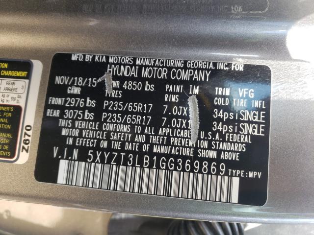 2016 HYUNDAI SANTA FE S 5XYZT3LB1GG369869