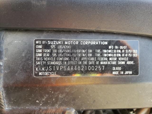 2008 SUZUKI DL650 JS1VP54A482100257