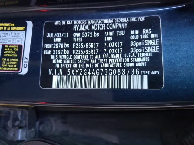 2011 HYUNDAI SANTA FE G 5XYZG4AG7BG083736