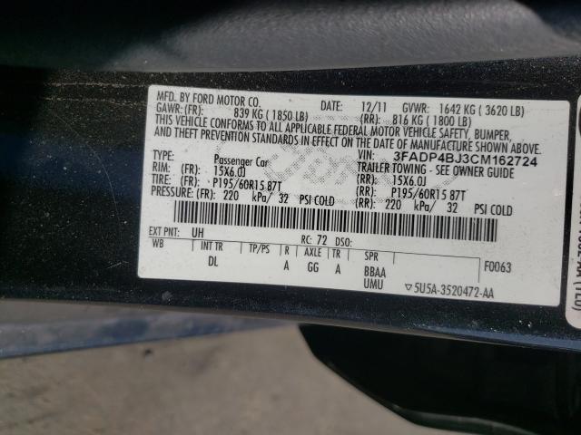 2012 FORD FIESTA SE 3FADP4BJ3CM162724