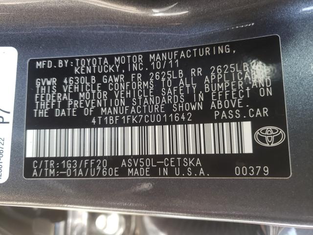 2012 TOYOTA CAMRY BASE 4T1BF1FK7CU011642