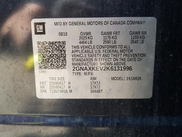 2019 CHEVROLET EQUINOX LT 2GNAXKEV2K6131996