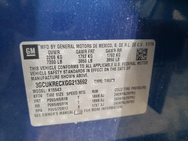 2016 CHEVROLET SILVERADO 3GCUKRECXGG213692