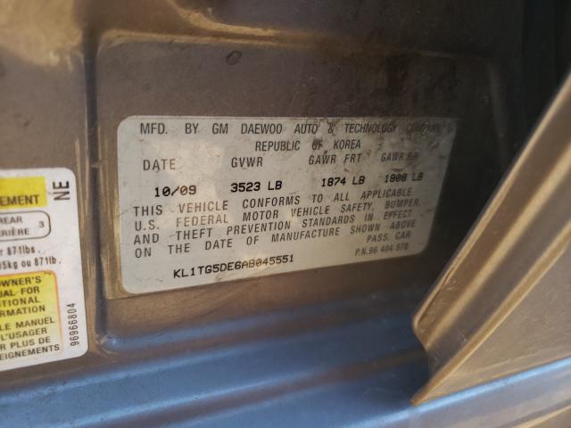 2010 CHEVROLET AVEO KL1TG5DE6AB45551