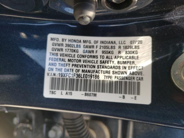 2020 HONDA CIVIC EX 19XFC1F36LE019186