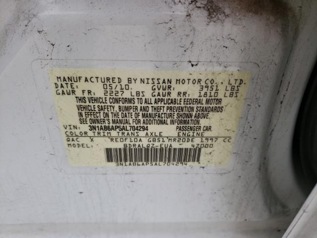 2010 NISSAN SENTRA 2.0 3N1AB6AP5AL704294