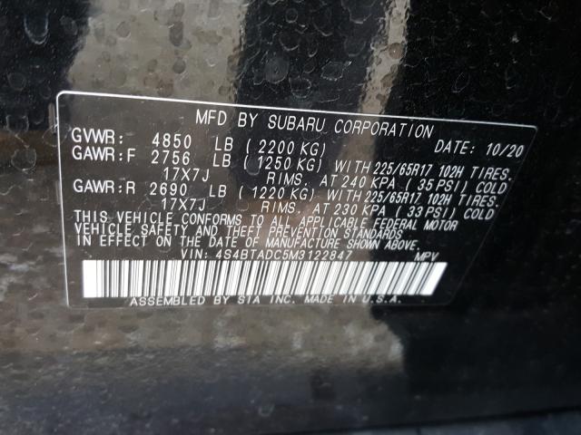 2021 SUBARU OUTBACK PR 4S4BTADC5M3122847