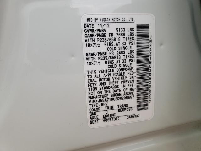 2013 NISSAN MURANO S JN8AZ1MU3DW205557