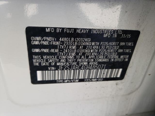 2016 SUBARU FORESTER 2 JF2SJARC4GH485071