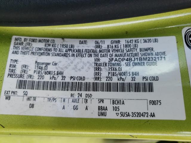 2011 FORD FIESTA SE 3FADP4BJ1BM232171
