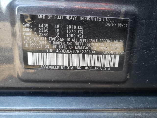2011 SUBARU LEGACY 2.5 4S3BMCG67B3220634
