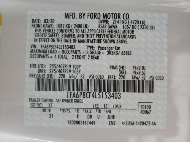 2020 FORD MUSTANG GT 1FA6P8CF4L5153403