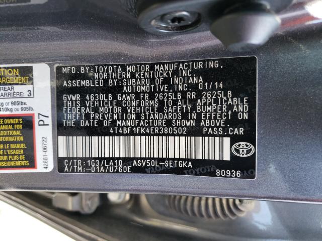 2014 TOYOTA CAMRY L 4T4BF1FK4ER380502