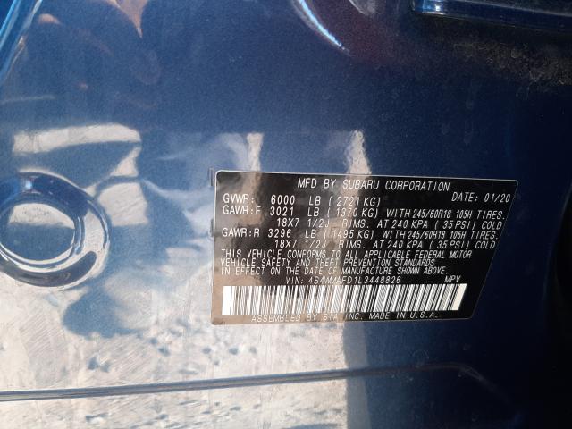 2020 SUBARU ASCENT PRE 4S4WMAFD1L3448826