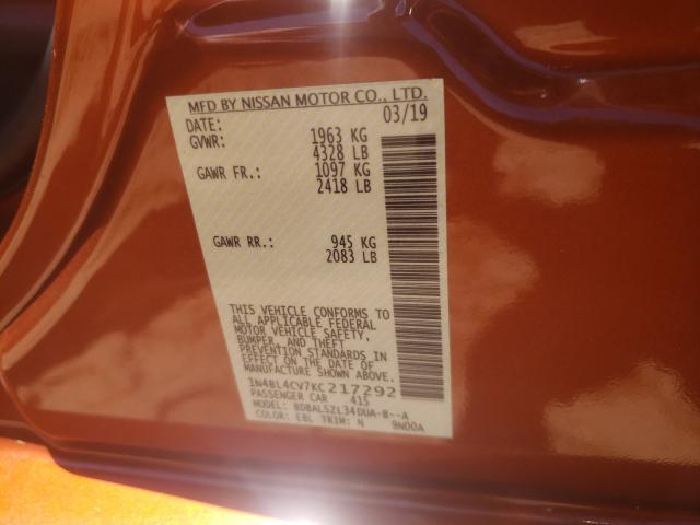 2019 NISSAN ALTIMA SR 1N4BL4CV7KC217292