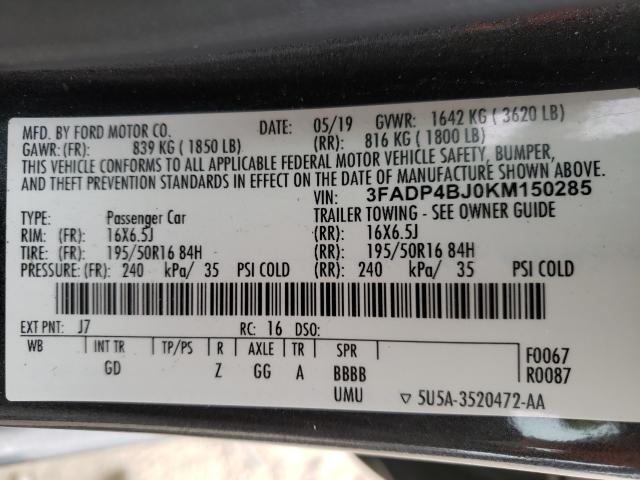 2019 FORD FIESTA SE 3FADP4BJ0KM150285