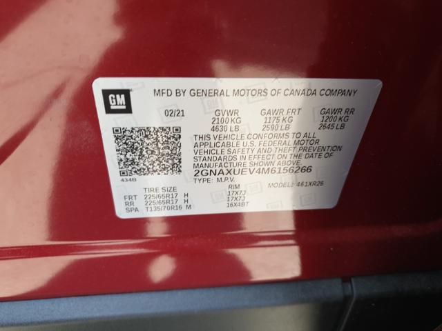 2021 CHEVROLET EQUINOX LT 2GNAXUEV4M6156266