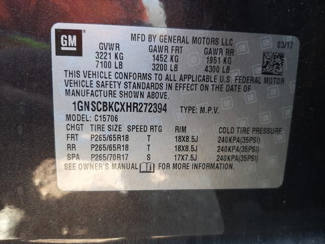 2017 CHEVROLET TAHOE C150 1GNSCBKCXHR272394