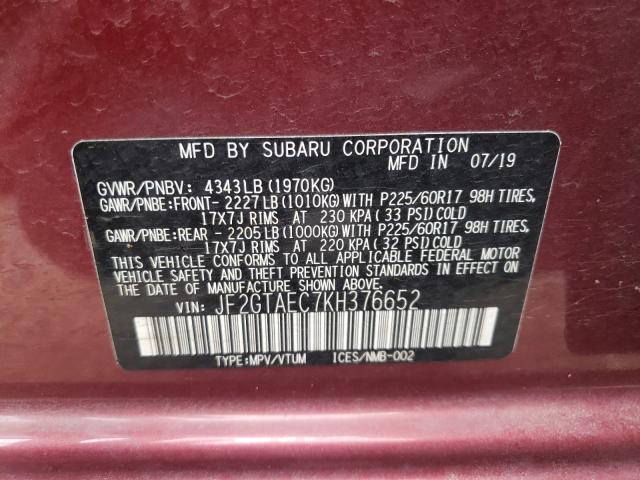 2019 SUBARU CROSSTREK JF2GTAEC7KH376652