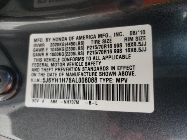 2010 HONDA ELEMENT 5J6YH1H76AL006088