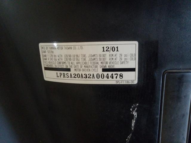 2002 YAMAHA YW50 AP ZU LPRSA20A32A004478