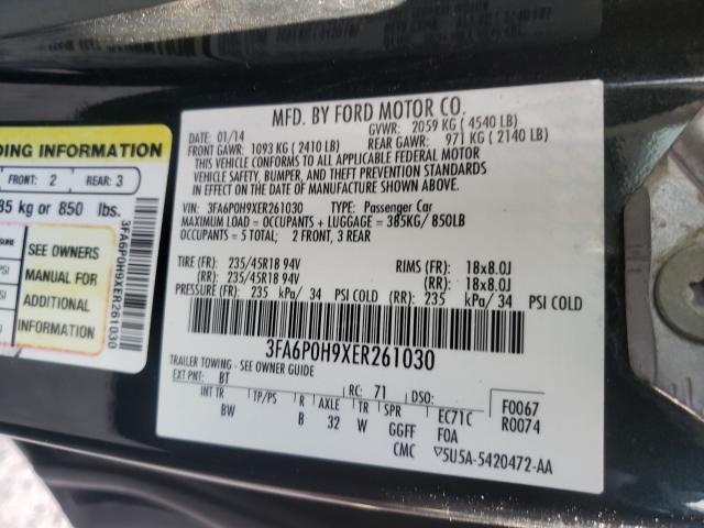 2014 FORD FUSION SE 3FA6P0H9XER261030