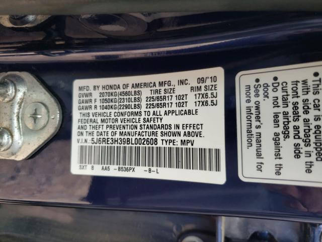 2011 HONDA CR-V LX 5J6RE3H39BL002608