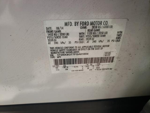 2015 FORD EXPLORER S 1FM5K8GT7FGA61694