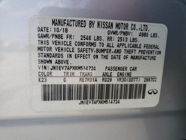2019 INFINITI Q50 LUXE JN1EV7APXKM514724