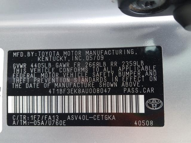 2010 TOYOTA CAMRY BASE 4T1BF3EK8AU008047