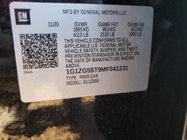 2021 CHEVROLET MALIBU RS 1G1ZG5ST9MF041231