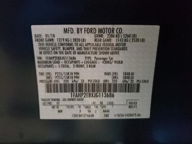 2018 FORD TAURUS SEL 1FAHP2E8XJG113686
