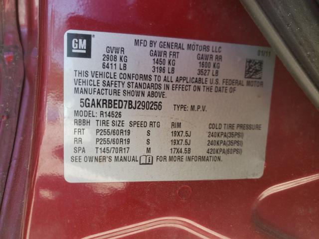 2011 BUICK ENCLAVE CX 5GAKRBED7BJ290256