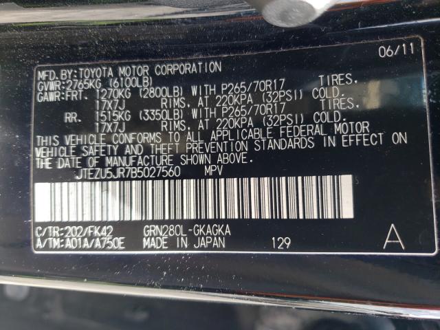 2011 TOYOTA 4RUNNER SR JTEZU5JR7B5027560