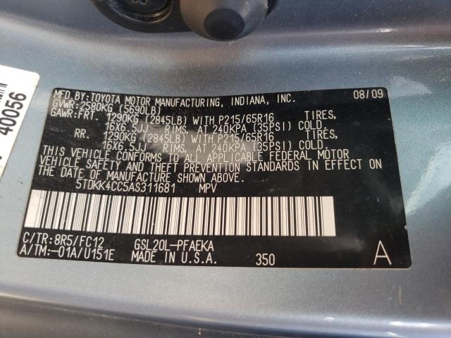 2010 TOYOTA SIENNA CE 5TDKK4CC5AS311681