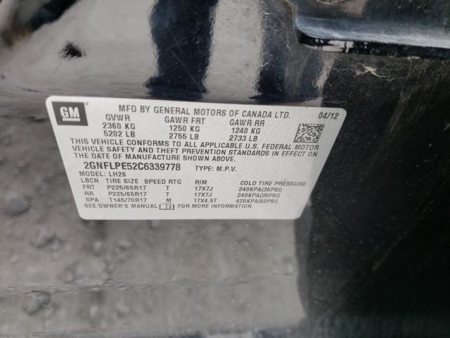 2012 CHEVROLET EQUINOX LT 2GNFLPE52C6339778