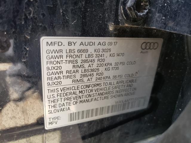 VIN WA1LAAF77JD011943 2018 Audi Q7, Premium Plus no.10