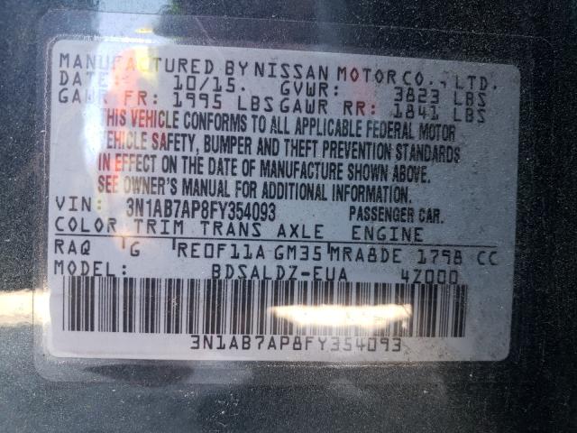 2015 NISSAN SENTRA S 3N1AB7AP8FY354093